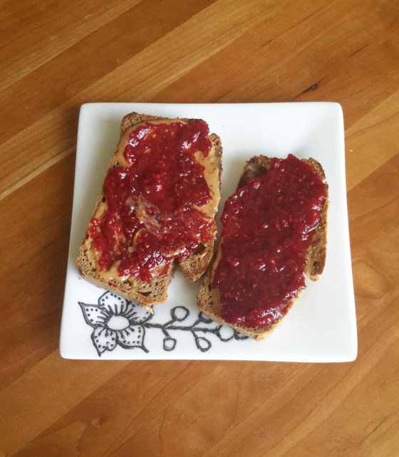 PB&J on Against All Grain's blender bread. Recipe in her ebook, Joyful.